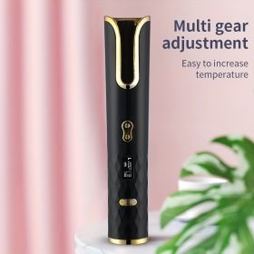 Fully Automatic Hair Curler Multifunctional Rechargeable Hair Curler Travel Home Portable Carry-on Wireless Curling Stick - Black