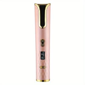 Fully Automatic Hair Curler Multifunctional Rechargeable Hair Curler Travel Home Portable Carry-on Wireless Curling Stick - Pink
