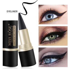 Waterproof Quick-drying Eyeliner Matte Eyeliner Single Head Black Solid Rich Eyeliner - black