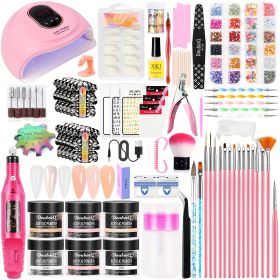 UV LED Nail Drill Kit with Acrylic Nail Tips and Polishing Tools - Complete Manicure and Pedicure Set for Beginners - 8