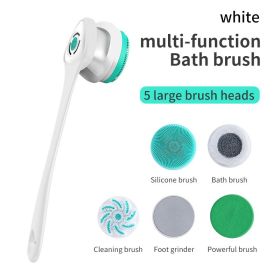 Multifunctional Electric Bath Brush with Long Handle for Exfoliating and Cleansing - Perfect for Mud Rubbing and Showering - White