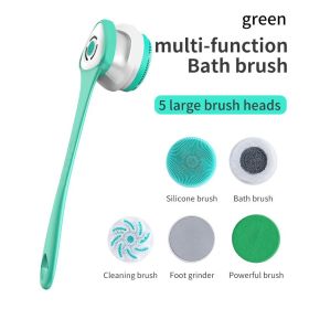 Multifunctional Electric Bath Brush with Long Handle for Exfoliating and Cleansing - Perfect for Mud Rubbing and Showering - Green