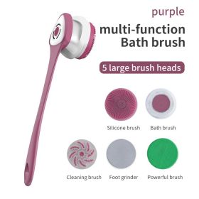 Multifunctional Electric Bath Brush with Long Handle for Exfoliating and Cleansing - Perfect for Mud Rubbing and Showering - Red