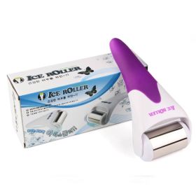 Stainless Ice Roller Body Face Facial Cold Gel Cooling Therapy Massager Skin Rejuvenation - Purple