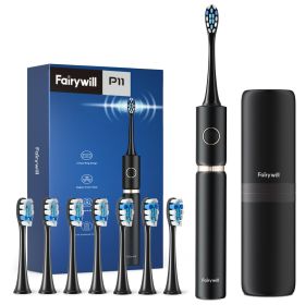 Fairywill P11 Whitening Sonic Electric Toothbrush Rechargeable 8 Brush heads - Black