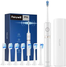 Fairywill P11 Whitening Sonic Electric Toothbrush Rechargeable 8 Brush heads - White