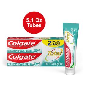 Colgate Total Fresh Mint Stripe Toothpaste;  Mint Gel Toothpaste;  5.1 oz;  2 Pack - Colgate