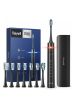 Fairywill P80 Sonic Electric Toothbrush 5 Modes with 8 Brush Heads & Travel Case, Black - Black