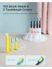 Fairywill 3X Electric Toothbrushes Rechargeable 10 Heads For Adults Kids Family,Family Kit 10 Brush Heads Waterproof - black