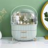 Water and Dust Free Makeup Organizer with Lid and Drawers - Perfect for Skincare Products and Vanity Organization - Light Green