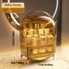 Water and Dust Free Makeup Organizer with Lid and Drawers - Perfect for Skincare Products and Vanity Organization - Transparent Yellow