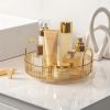 360° Rotating Makeup Organizer - DIY Adjustable Carousel Spinning Holder Rack - Large Capacity Cosmetic Storage Box - Golden - 1 Story