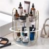 360° Rotating Makeup Organizer - DIY Adjustable Carousel Spinning Holder Rack - Large Capacity Cosmetic Storage Box - White - 2 Layers
