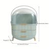 Water and Dust Free Makeup Organizer with Lid and Drawers - Perfect for Skincare Products and Vanity Organization - Green