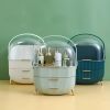 Water and Dust Free Makeup Organizer with Lid and Drawers - Perfect for Skincare Products and Vanity Organization - Light Green