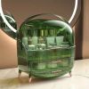 Water and Dust Free Makeup Organizer with Lid and Drawers - Perfect for Skincare Products and Vanity Organization - Transparent Green
