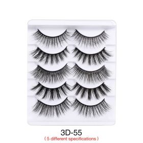 5 Pairs Of Natural Curly And Dense Three-dimensional Simulation 3D False Eyelashes (Option: 3D55)